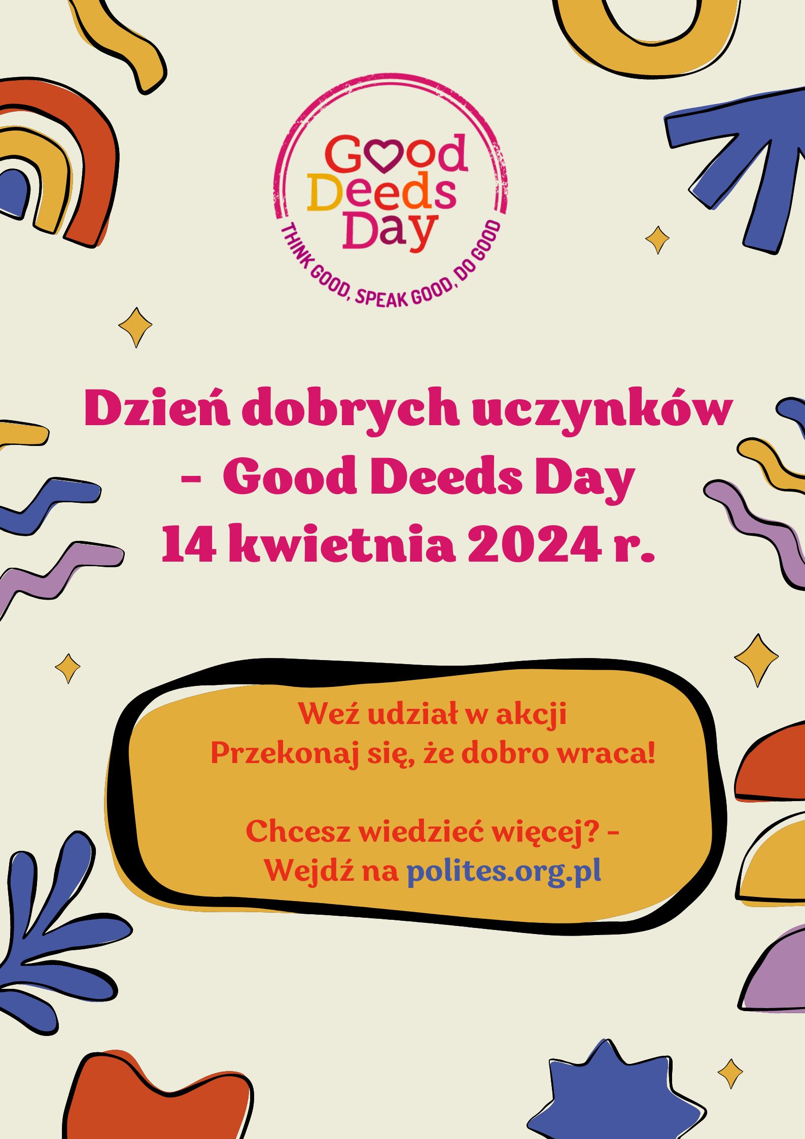 Dzień dobrych uczynków –  Good Deeds Day 14 kwietnia