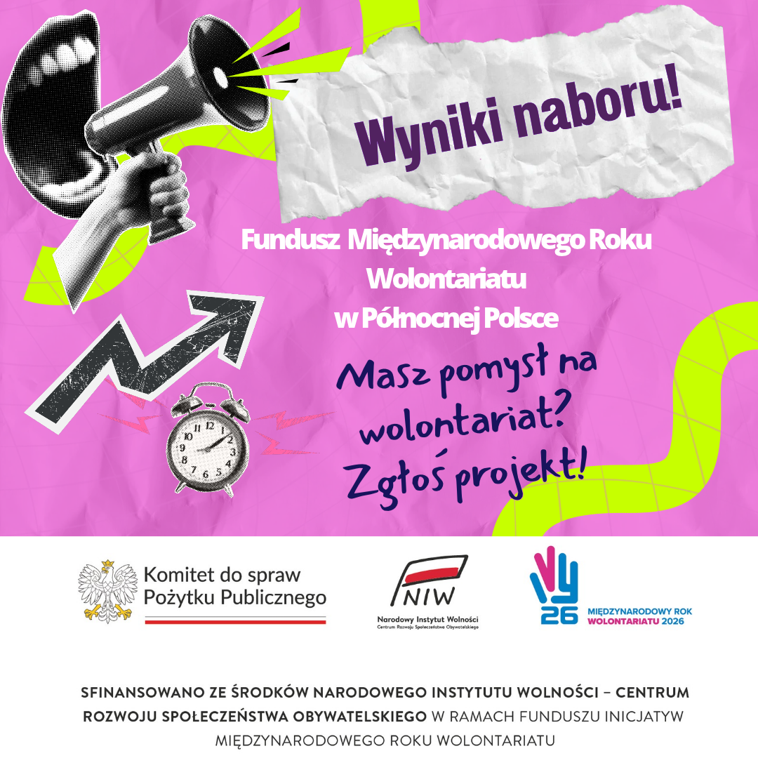 Wyniki naboru w konkursie Fundusz Inicjatyw Międzynarodowego Roku Wolontariatu w Północnej Polsce.